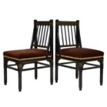 Two Victorian Aesthetic salon chairs, designed by Christopher Dresser for Bushloe House