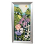 Moorcroft Pottery, a Floral Landscape framed tile panel