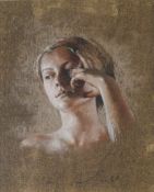 § § Nathalie Picoulet (b.1968), 'Femme au Bandeau 2', a head and shoulders study of a young woman,