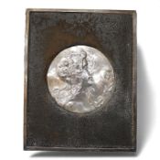 An Edwardian Art Nouveau silver mounted blotter, decorated wit the bust of a young lady, Grey &