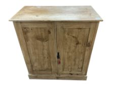 A Victorian pine two door cupboard, width 84cm, depth 45cm, height 91cm