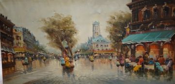Antonio DeVity (Italian, 1901-1993), Parisian street scene, signed, oil on canvas, unframed, 61 x