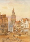 Edward Nevil (1880-1900), Frankfurt street scene, signed lower right, watercolour, 74 x 51cm