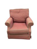 A modern upholstered armchair, width 88cm, depth 88cm, height 88cm