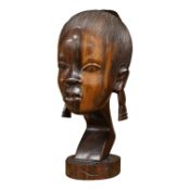 An African macassar ebony portrait bust of a girl, 29cm