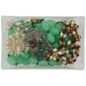 A collection of jewellery, comprising: a pair of cultured pearl and rock crystal earrings; an Art