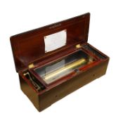 A late 19th century inlaid and ebonised rosewood Swiss cylinder music box by Nicole Freres,
