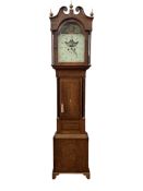 A George III oak and mahogany eight day moonphase longcase clock, marked Timmings, Dudley, height