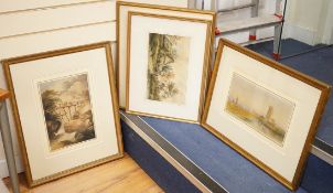 Four watercolours to include Wilmot Pilsbury, ‘On the Soar near Barrow Mill, Rutland’, Henry