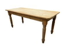 A Victorian style rectangular pine kitchen table, width 182cm, depth 81cm, height 78cm