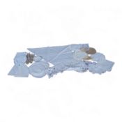 A 19th century large linen cut work collar, together with various sets of circular cut work mats,