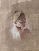 § § Nathalie Picoulet (b.1968), 'Femme au Bandeau 1', head and shoulders study of a young woman,