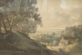 James Bourne (1773-1854), 'Hythe Kent', ink inscription verso, unsigned, watercolour, 45 x 68cm