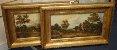 C. Butler (late 19th century), pastoral landscapes, each signed, pair of oils on canvas, 19 x 39cm