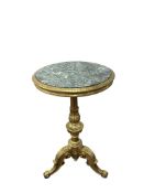 A Victorian giltwood and marble topped circular occasional table, diameter 49cm, height 79cm