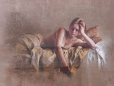 § § Nathalie Picoulet (b.1968), 'Safran', a study of a young woman,signed lower left, pastels,