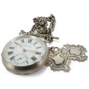 A late Victorian silver open faced keywind pocket watch, by A.G. Maskell of Middlesborough, case