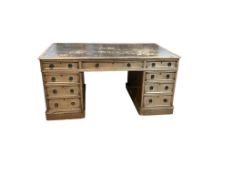 A Victorian faded mahogany pedestal desk, width 152cm, depth 90cm, height 72cm