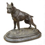 After P.J. Mene, a bronze French bulldog, on verde antico marble plinth, height 26cm.