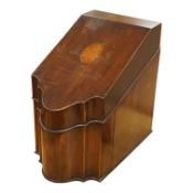 A George III mahogany knife box with inlaid decoration, 36cm high