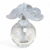 A Lalique frosted glass scent bottle and stopper, Anemones, signed and labelled, 16cm