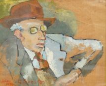 Inez G. Brewton (20th. C), Portrait of ‘George Kirk’, Borough of Brighton exhibition 1983 label