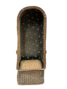 A wicker hall porter's chair, width 62cm, depth 52cm, height 168cm