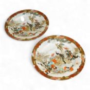 Two unusual Russo-Japanese war subject Kutani plates, c.1906, 21.5cm diameter