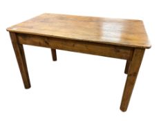 A 19th century rectangular pine kitchen table, width 132cm, depth 79cm, height 75cm