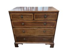 A George IV banded mahogany chest of drawers, width 91cm, depth 51cm, height 89cm