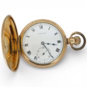 An early 2th century gold plated Craftsman keyless hunter pocket watch, with Roman dial and