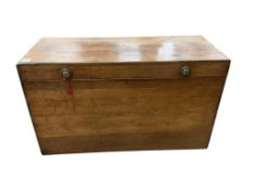 A Victorian pine trunk, width 105cm, depth 43cm, height 62cm