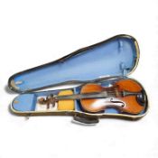 An early 20th century viola, in case, viola back 40cm