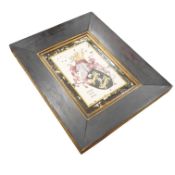 A 19th century hand-painted heraldic coat of arms with Latin motto ‘Fortem Posce Animum’ and