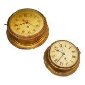 Two brass ship’s bulkhead timepieces, largest 25cm
