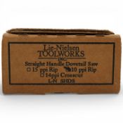 A boxed Lie-Nielsen Toolworks straight handle dovetail saw, 10ppi rip