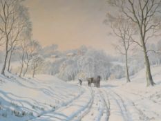 Roger Desoutter (1923-2020), 'Tracks in Snow', signed, ex. Stacy Marks, oil on canvas, 44 x 60cm