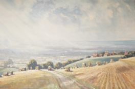 Kenneth Denton (1932-2024), 'Bailing in Kent', signed, oil on board, 49 x 75cm