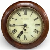An early 20th century mahogany wall timepiece marked W. Maggs, Forest Gate and Ilford, with