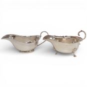 A George VI silver sauceboat by Stower & Wragg, Sheffield, 1943, with gadrooned border, length 16.