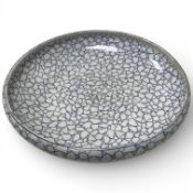 A large Japanese blue and white shallow bowl, 36cm high