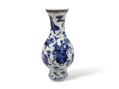 A 19th century Chinese blue and white ‘Buddhist Lion’ vase, 35cm.