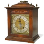 A period-style walnut mantel clock, the dial inscribed Edward White, Jermyn St., no key, 31cm high
