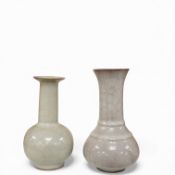 Two Chinese celadon crackleware vases, largest 19cm high