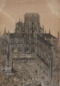 17th century, ‘St Paul’s Cross’, inscribed in pencil to the margin and dated 1620, engraving,