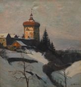 L. Braun?, Austrian school, snowy landscape, signed, oil on canvas, 69 x 64cm