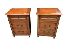 ‘And So To Bed’, a pair of Louis XV style mahogany bedside cabinets, width 50cm, depth 38cm,
