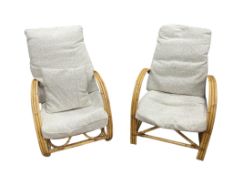 A mid century Angrave’s of Leicester “Invincible” bamboo suite comprising a pair of chairs, one