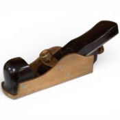 A Norris A31 patent adjustable thumb plane with gunmetal body, steel sole, and rosewood infill and