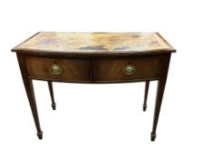 A George III style mahogany bowfront side table, width 98cm, depth 51cm, height 77cm
